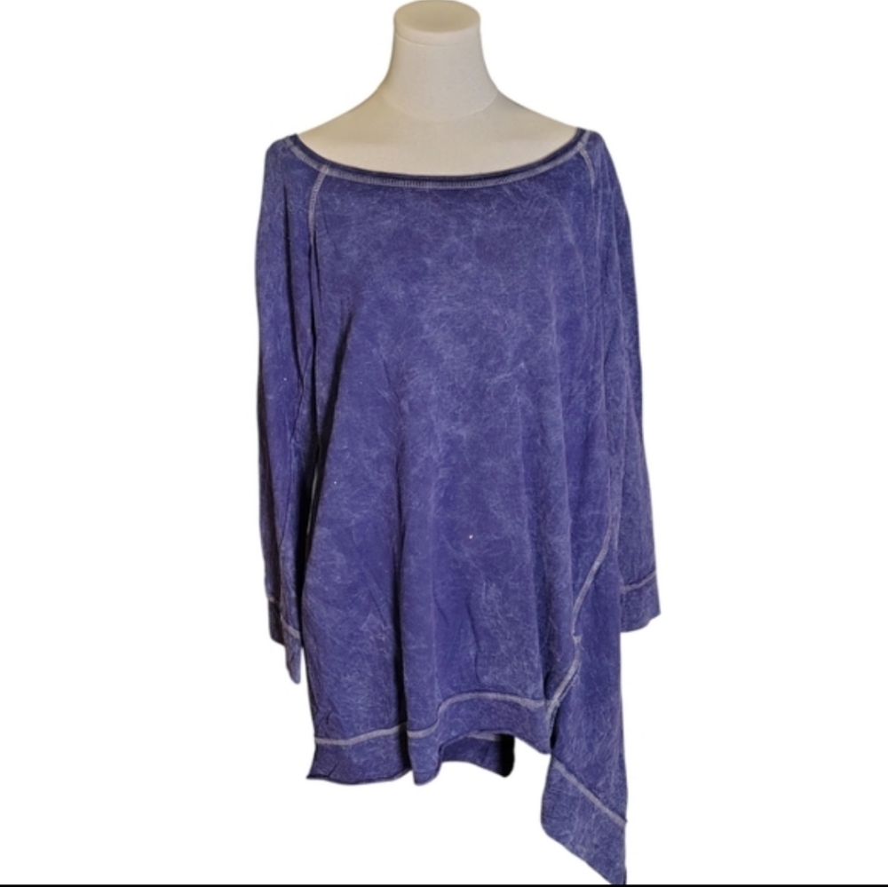 Anthropologie Abree Unique Acid Washed Blue Tunic With Silver Dots Size Medium